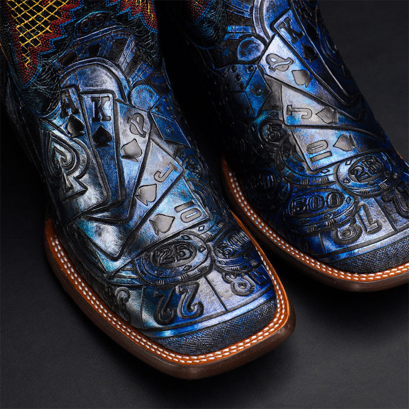 Mad Gambler Square Toe Cowboy Boots – Blue