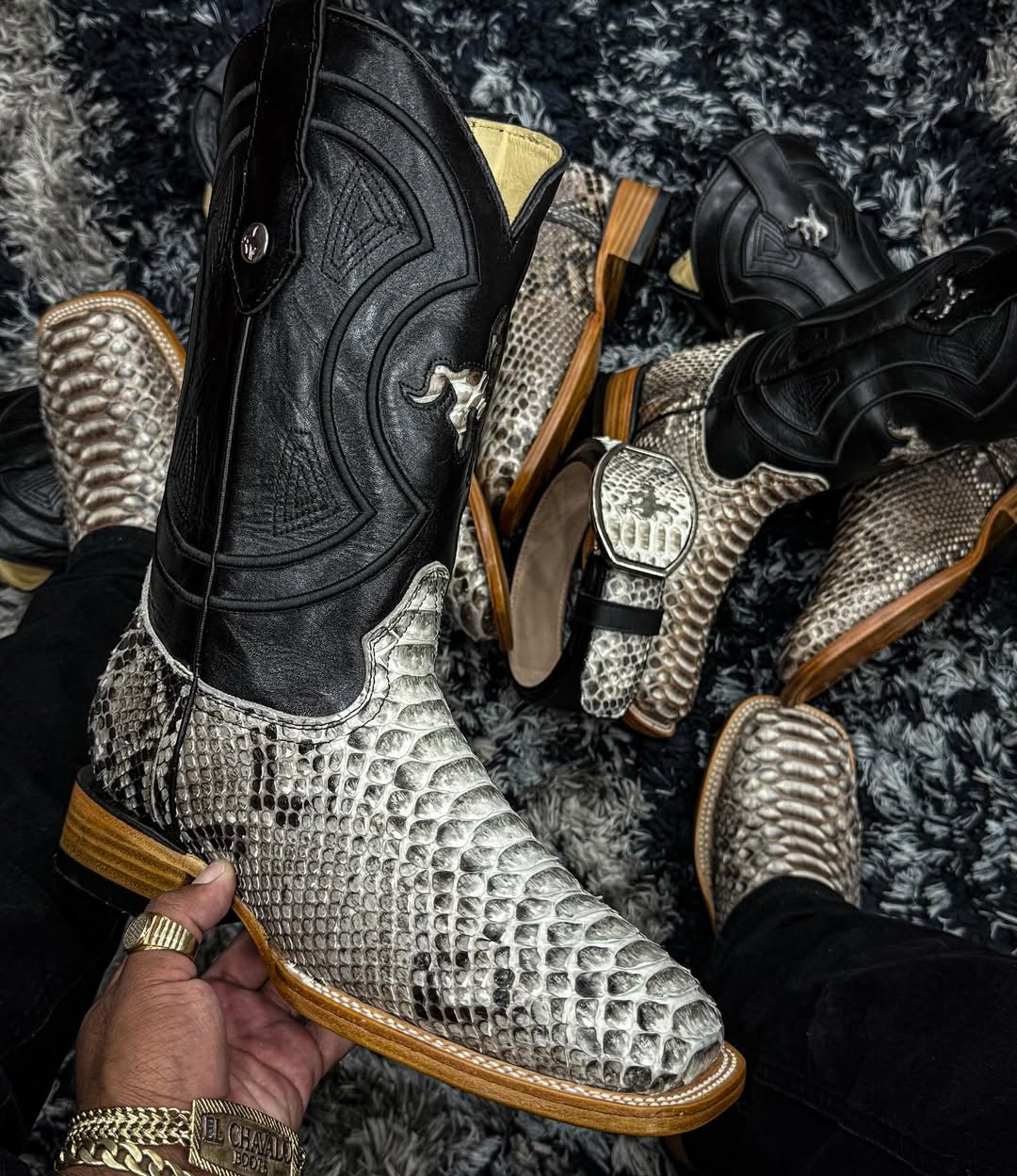 Genuine Natural Python Skin Boots