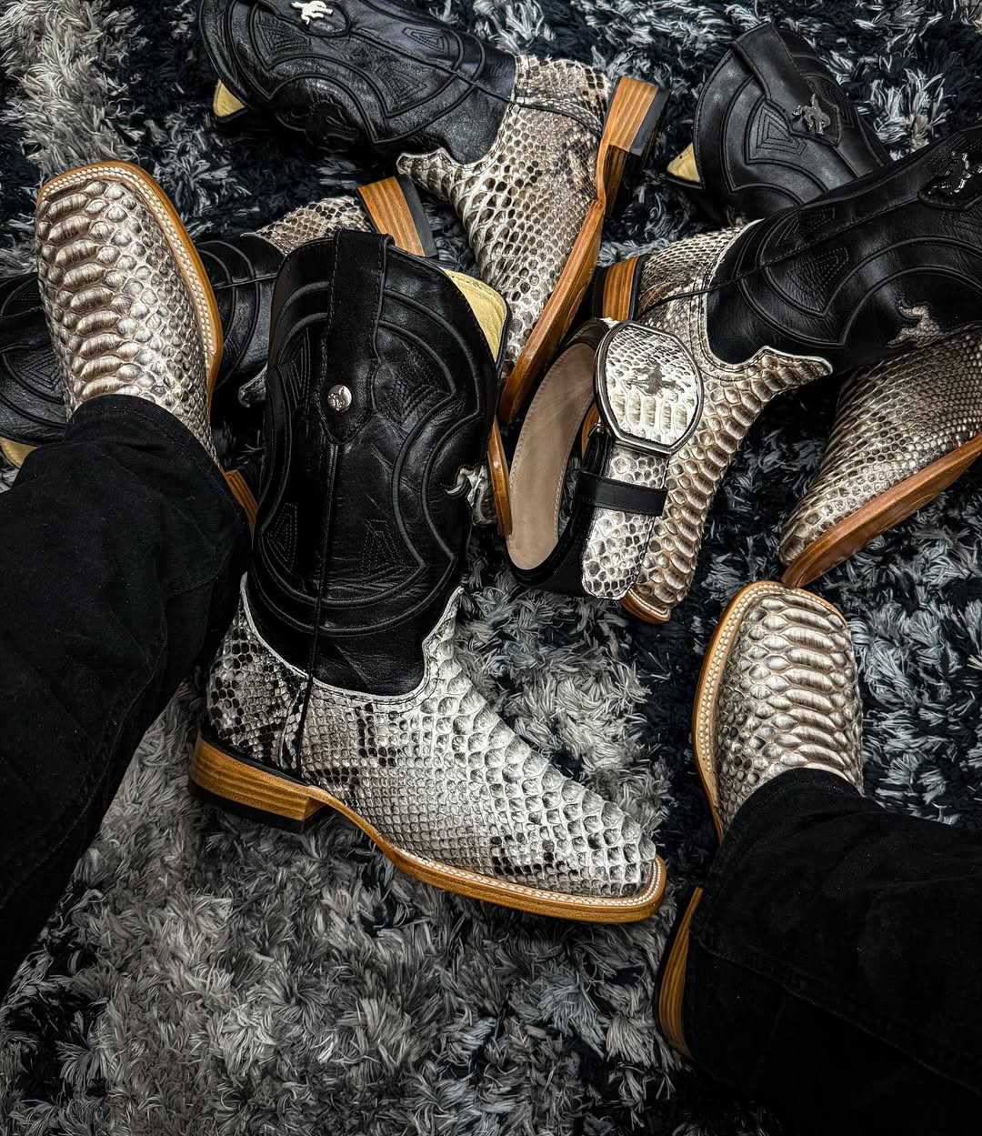 Genuine Natural Python Skin Boots