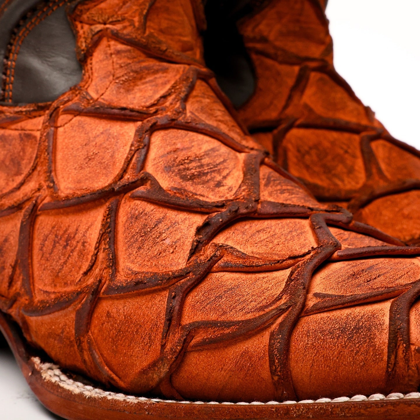 Authentic Brown PirarucuBoots -Square Toe
