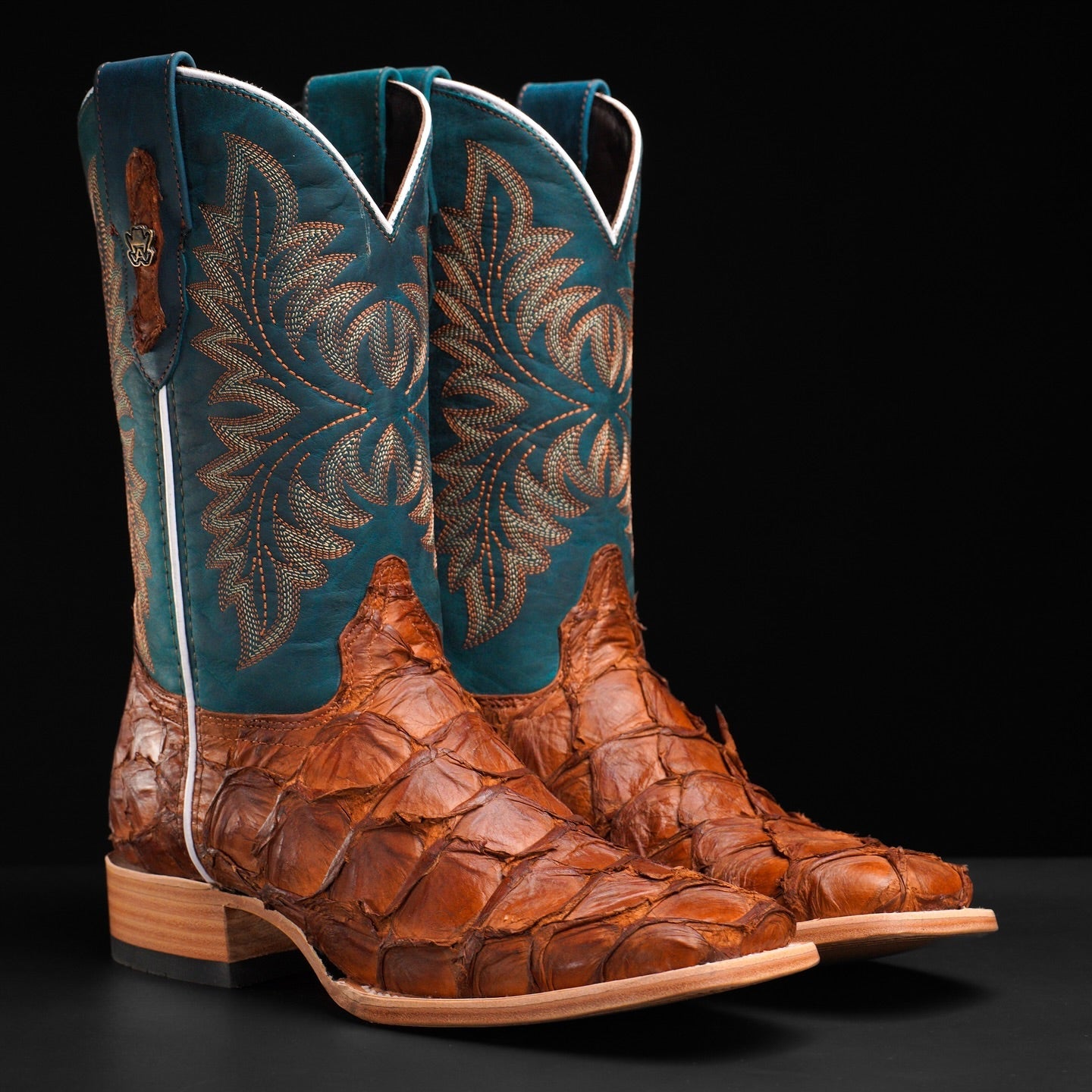 Handcrafted Copper Crocodile Skin Embroidered Boots
