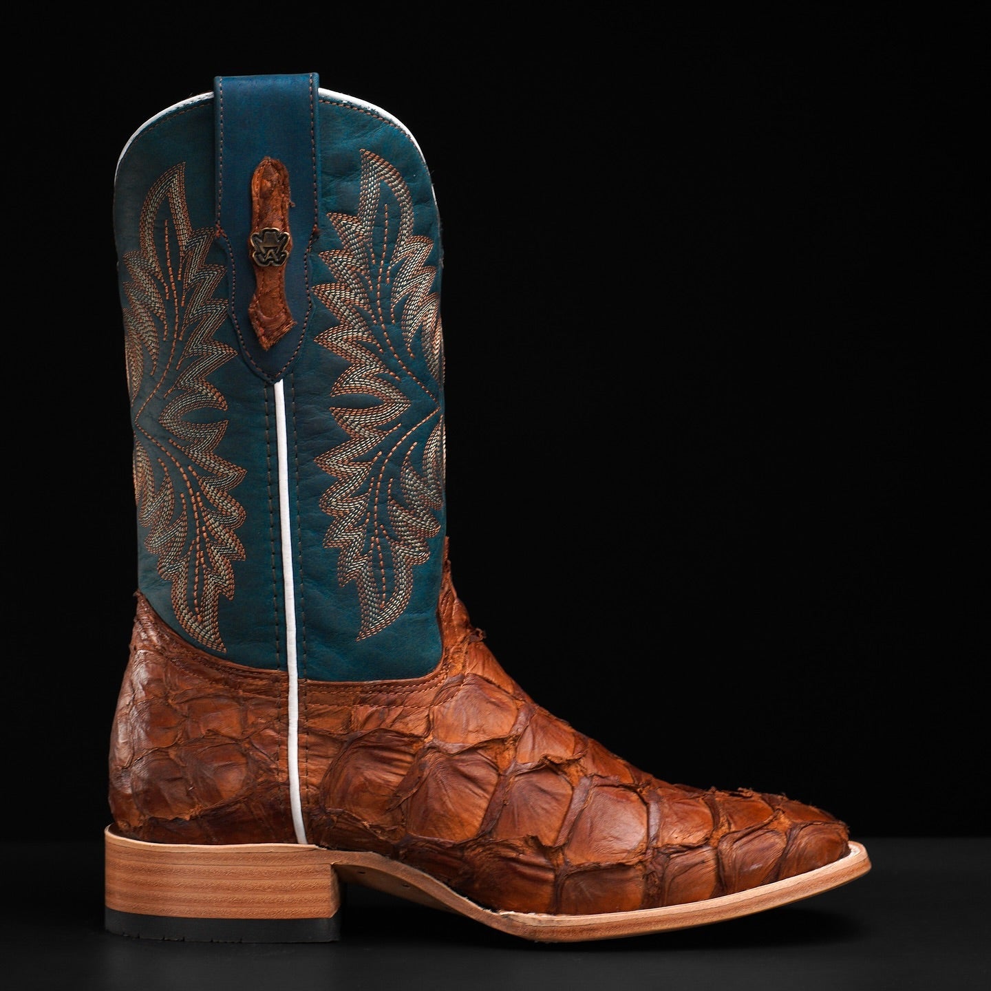 Handcrafted Copper Crocodile Skin Embroidered Boots