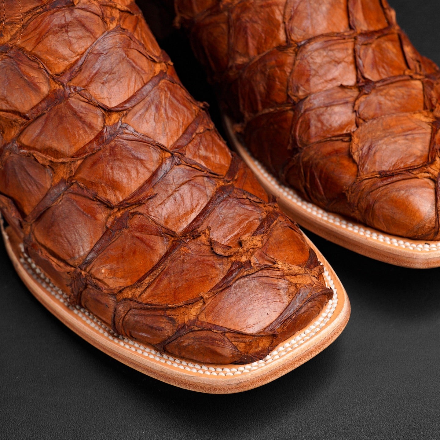 Handcrafted Copper Crocodile Skin Embroidered Boots