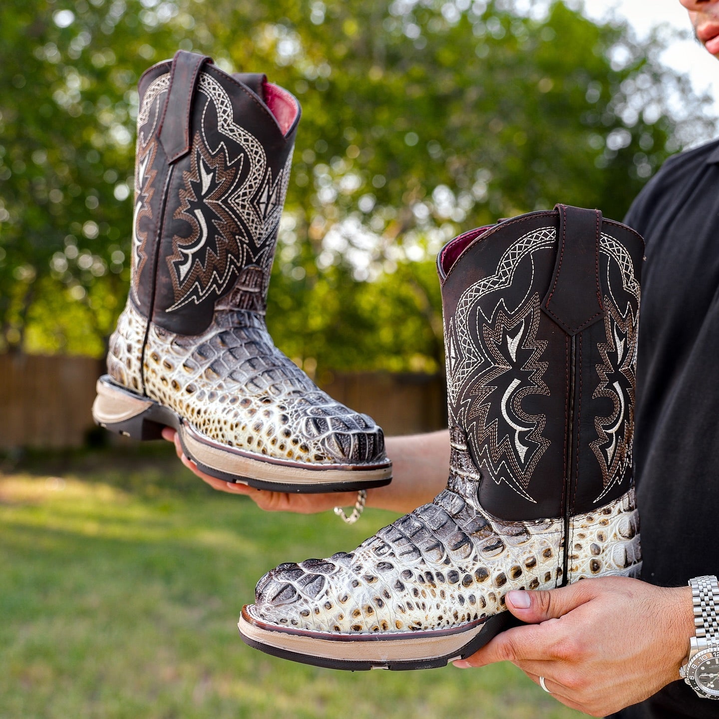 Desert Orix Caiman Neck Leather Boots With 3D Lightweight Sole - Composite Toe