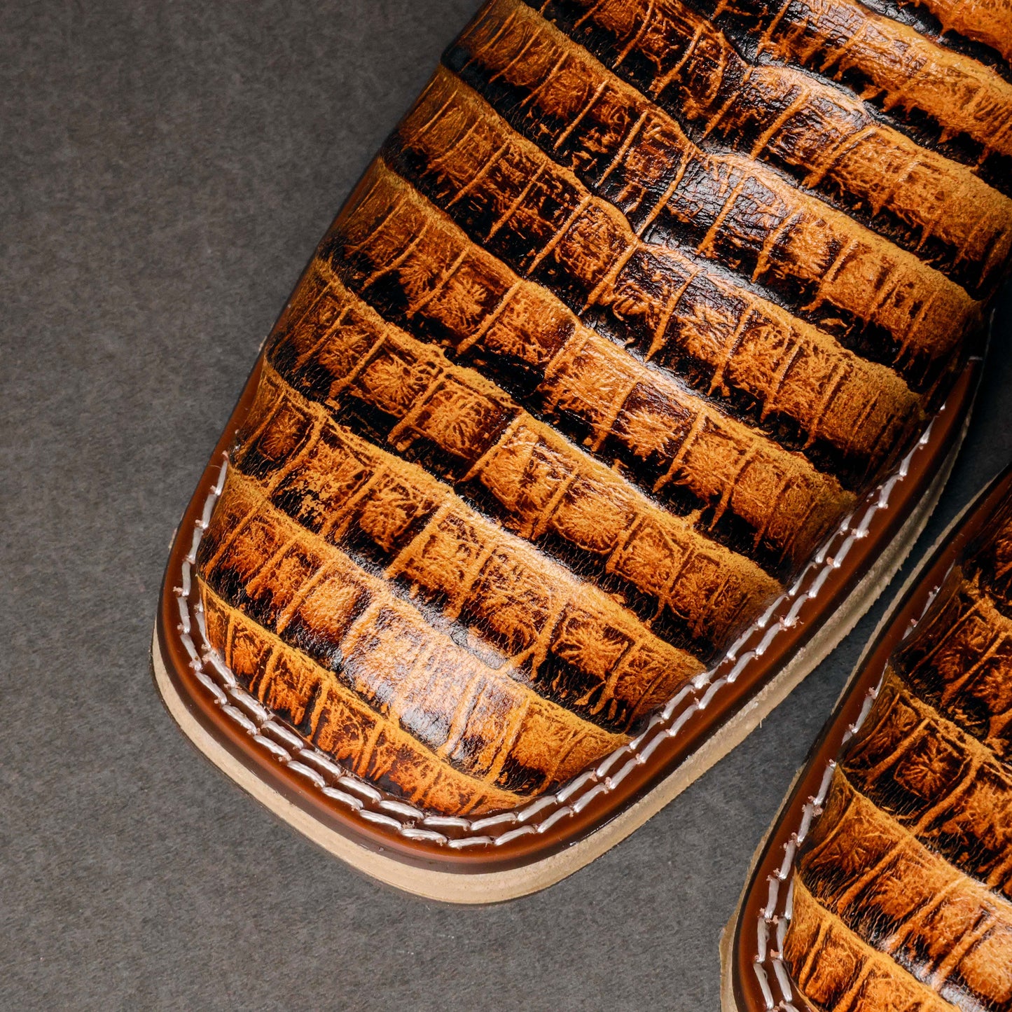 Honey Two-Tone Caiman Belly Leather Boots With 3D Lightweight Sole - Composite Toe