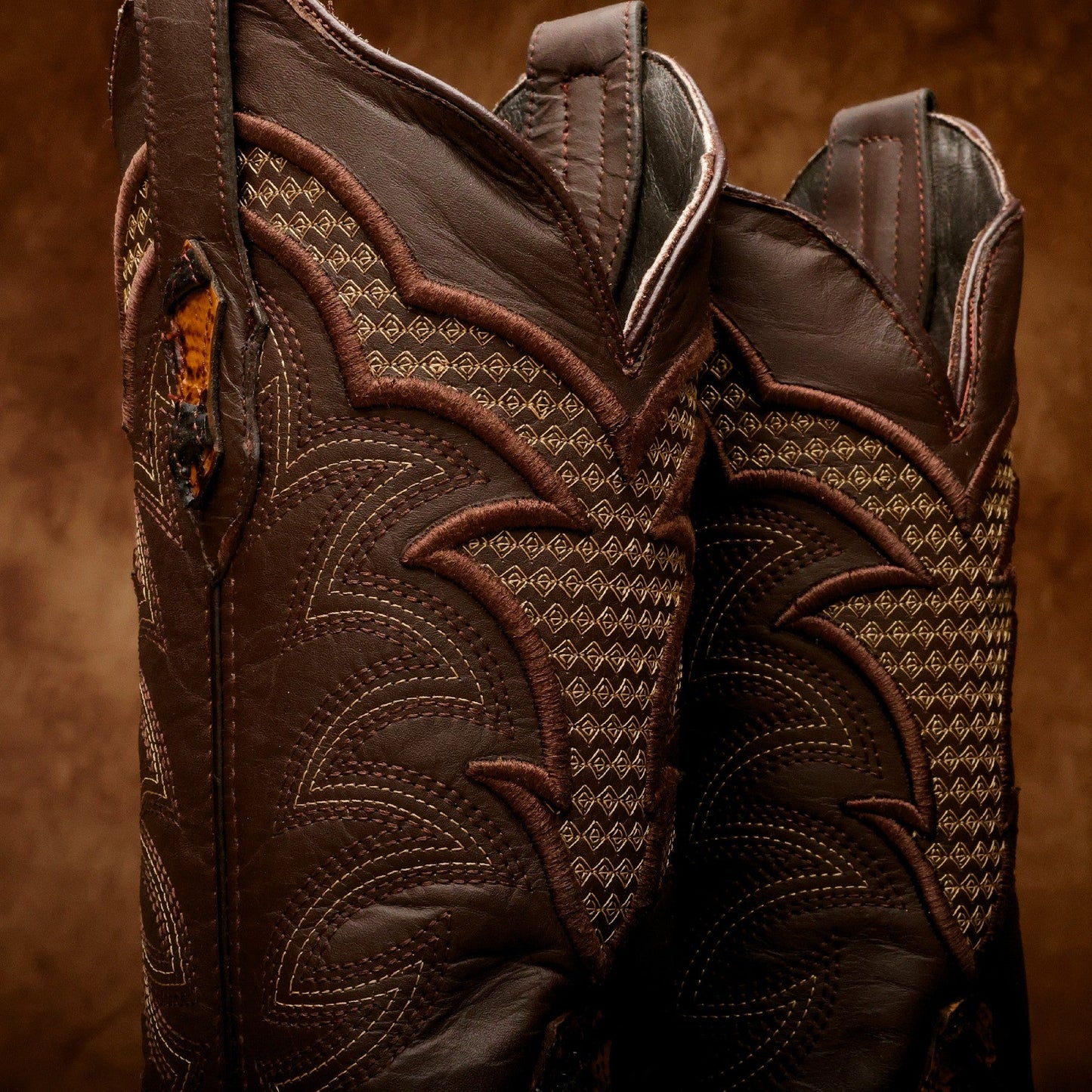 Honey Cognac Jumbo Pirarusu Leather Boots - Square Toe