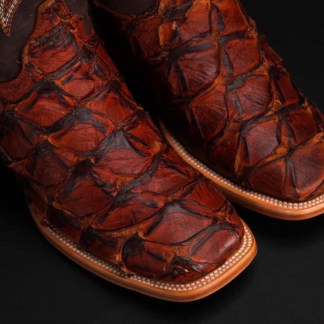 Handcrafted Pirarucu Cowboy Boots – Square Toe