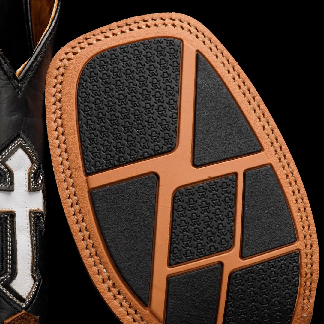 Faith Over Fear Cowboy Boots – Black & Tan, Square Toe