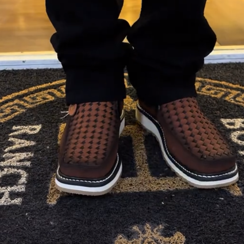 Mexican Vintage Hand-Woven Cowboy Boots